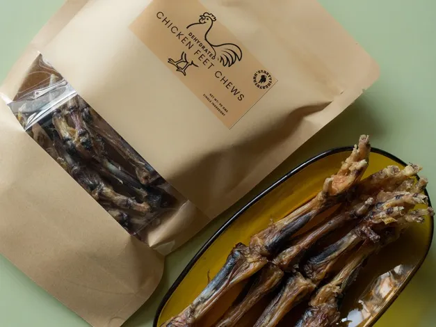 Chicken Feet Chews dog treats made from fully dehydrated chicken feet