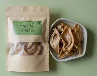 Pig Ear Chews dog treats made from fully dehydrated pig ear