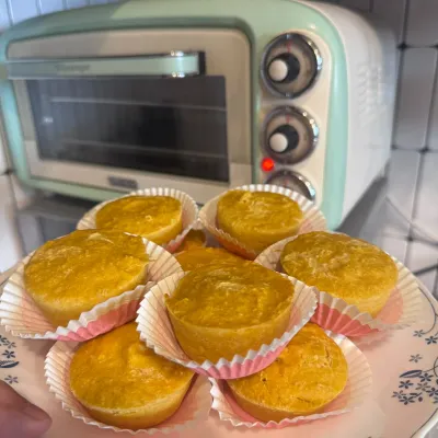 Chicken Muffins fresh out of the oven — side view showing rise
