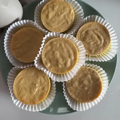 Freshly baked Chicken Muffins in paper cases — top view